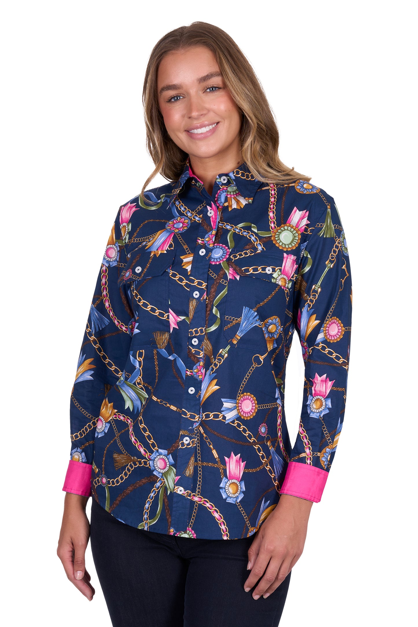 Hard Slog Women's Jolie Full Plkt Ls Shirt - Navy