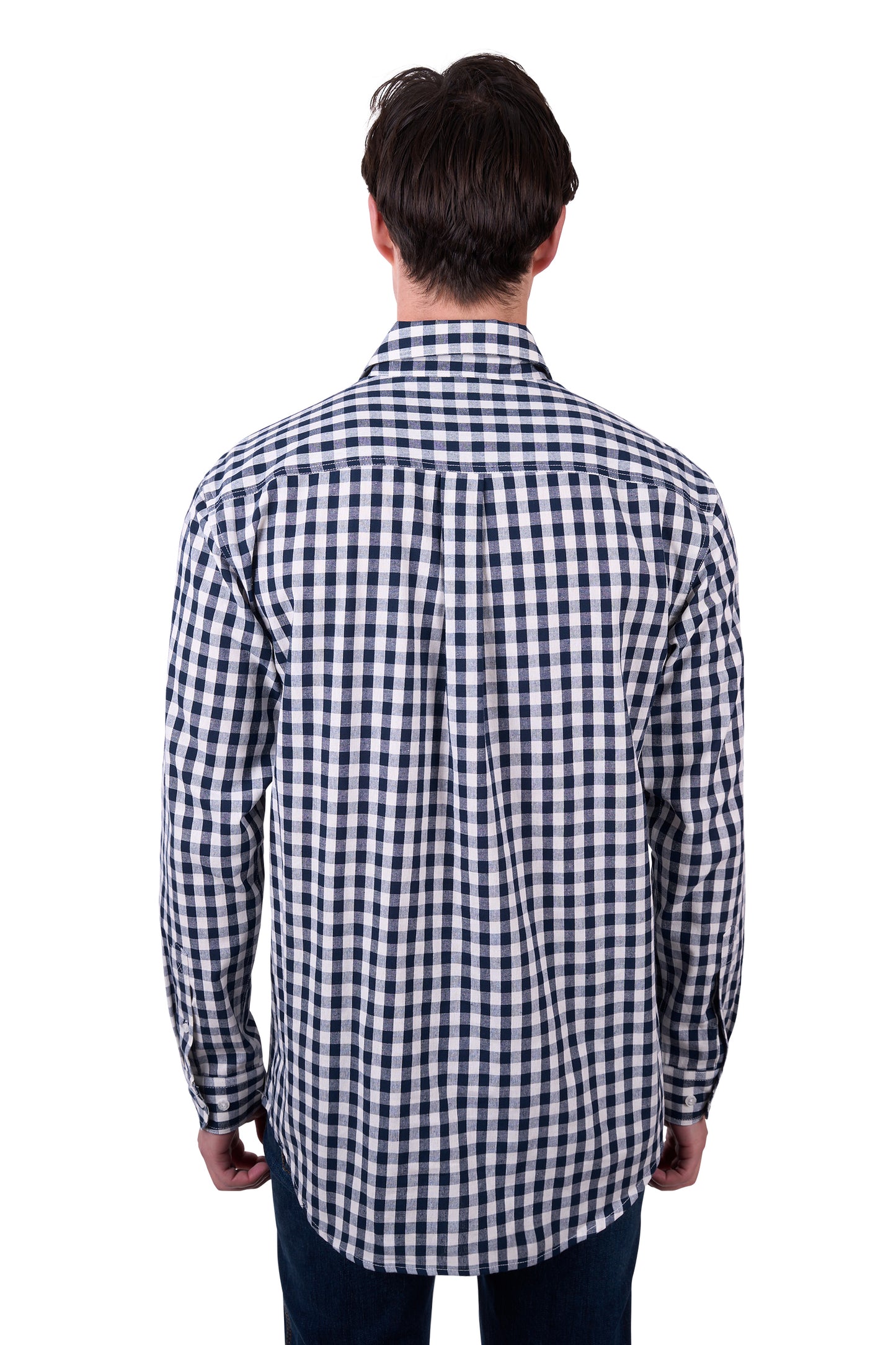 Hard Slog Men’s Dell Half Placket Long Sleeve Shirt - NAVY/WHITE