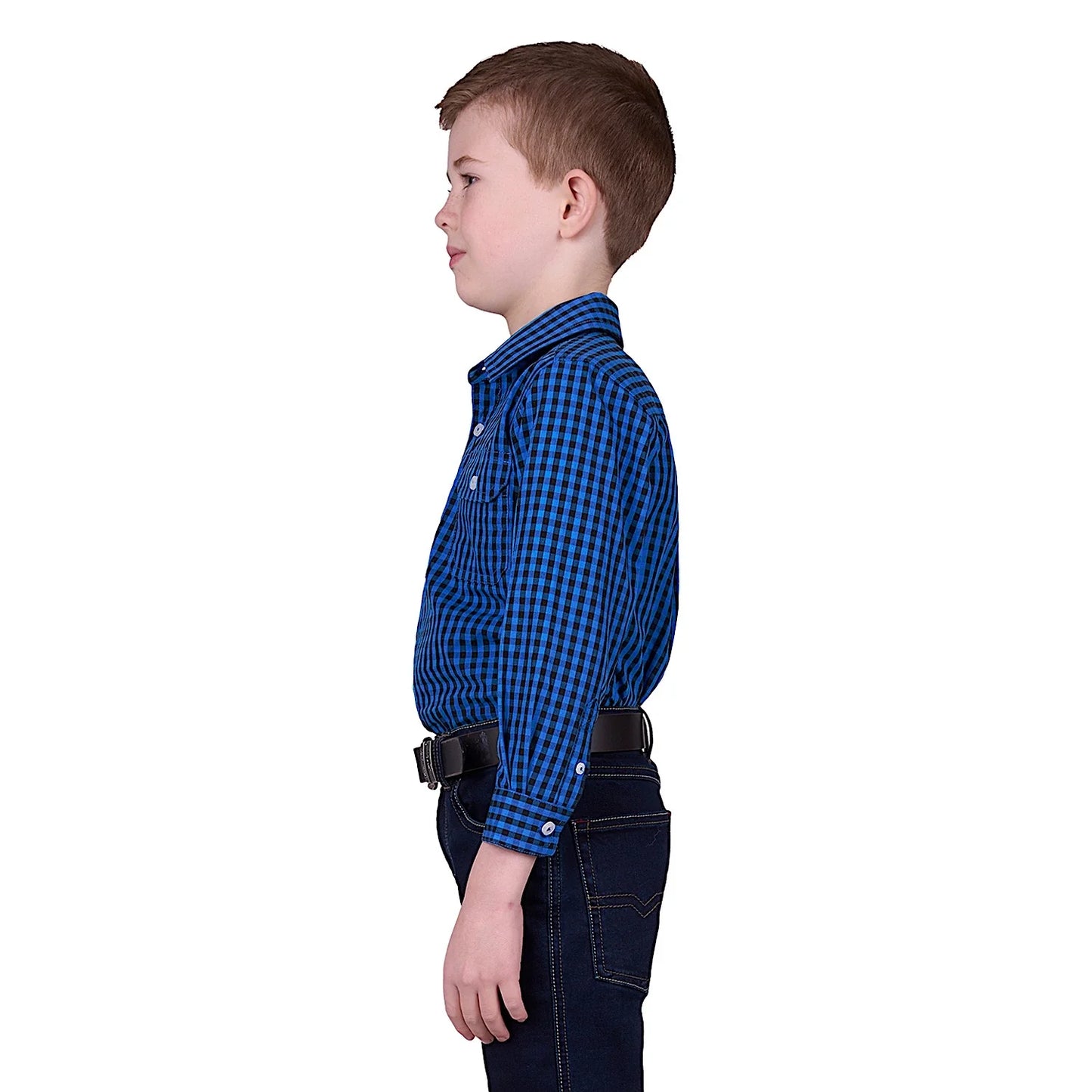 Hard Slog Kid's Astell Half Placket Long Sleeve Shirt - BlackRoyal
