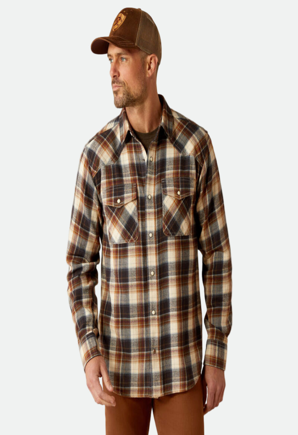 Ariat Men's Harford Retro Fit Shirt - Black/Brown Plaid