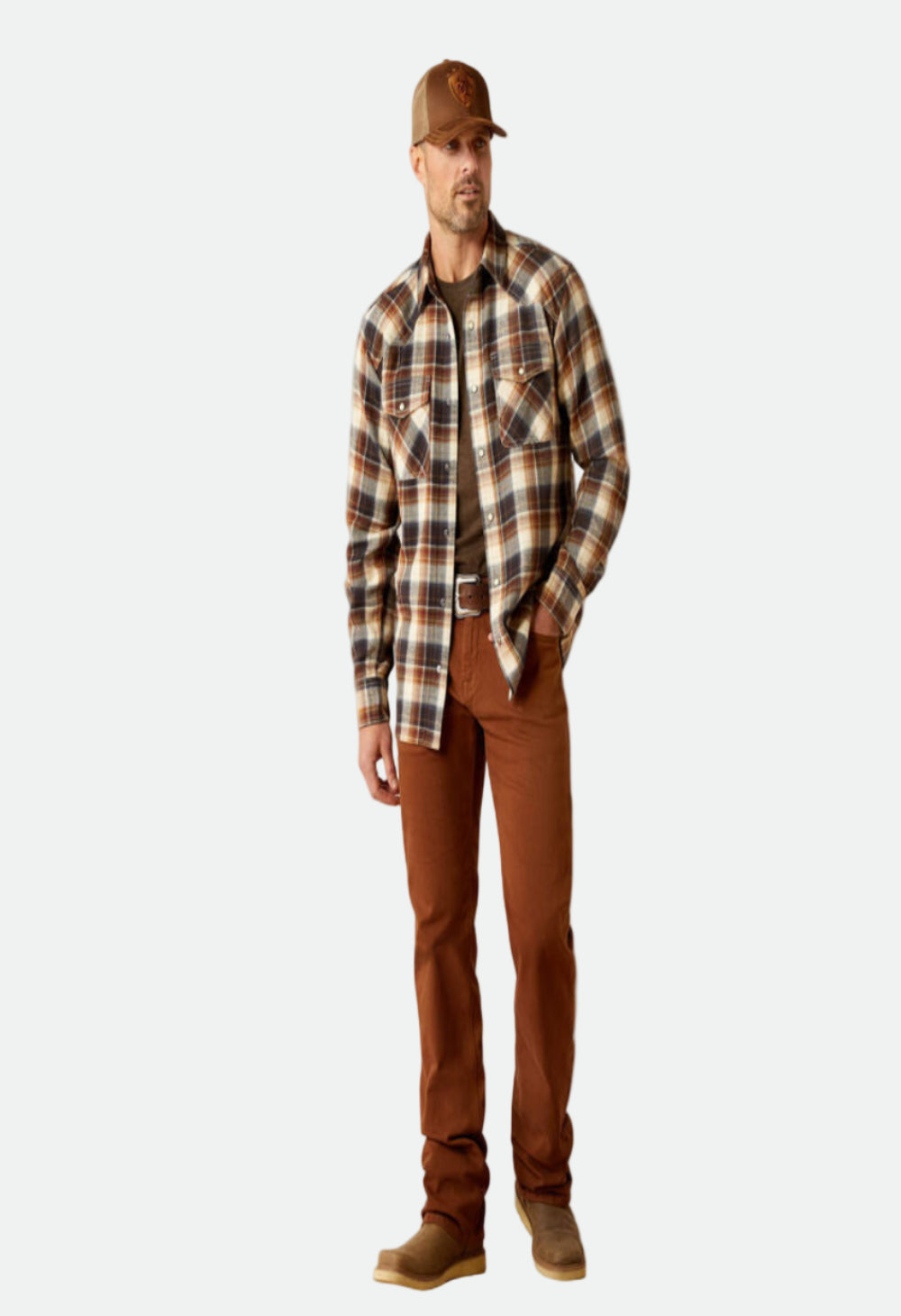 Ariat Men's Harford Retro Fit Shirt - Black/Brown Plaid