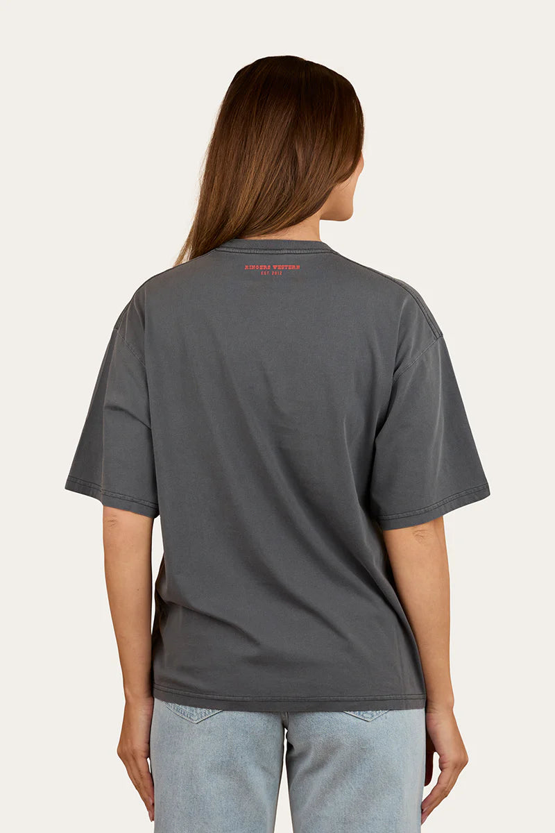 Ringers Western Hey Cowboy Womens Oversized T-Shirt - Washed Black