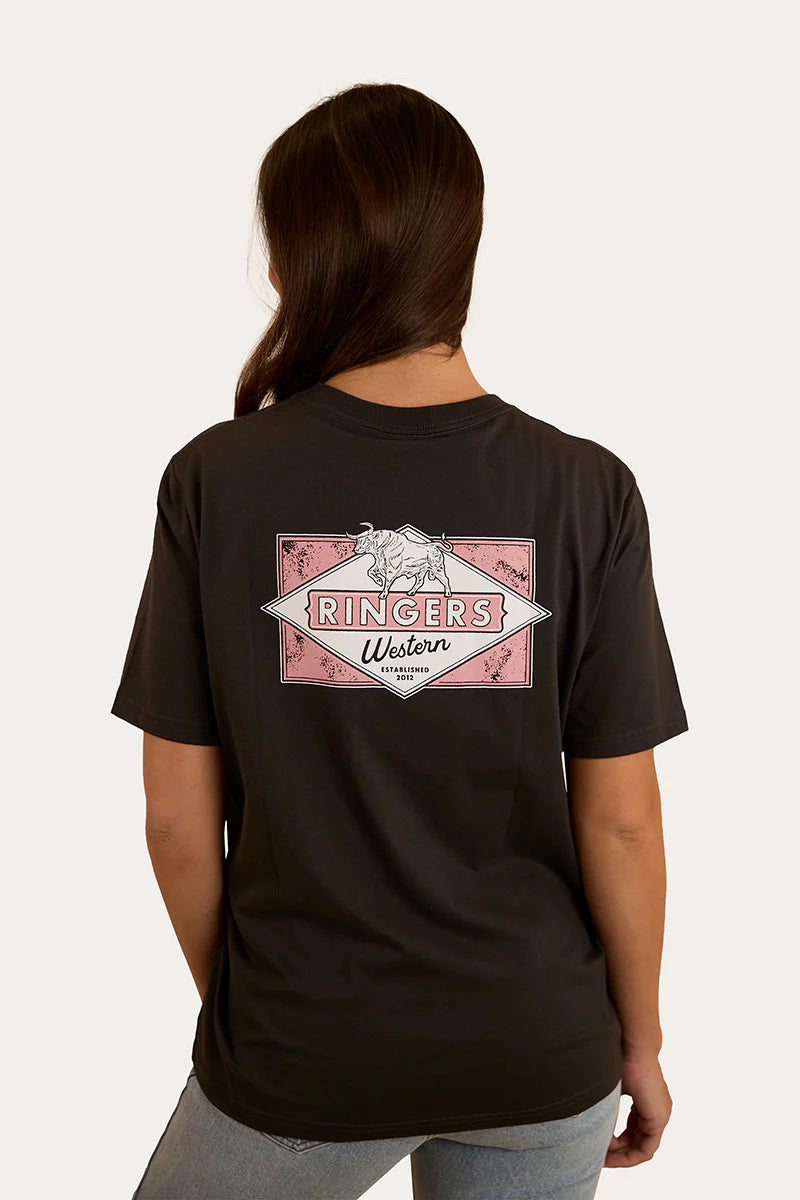 Ringers Western Womens Hometown Loose Fit T-Shirt - Charcoal
