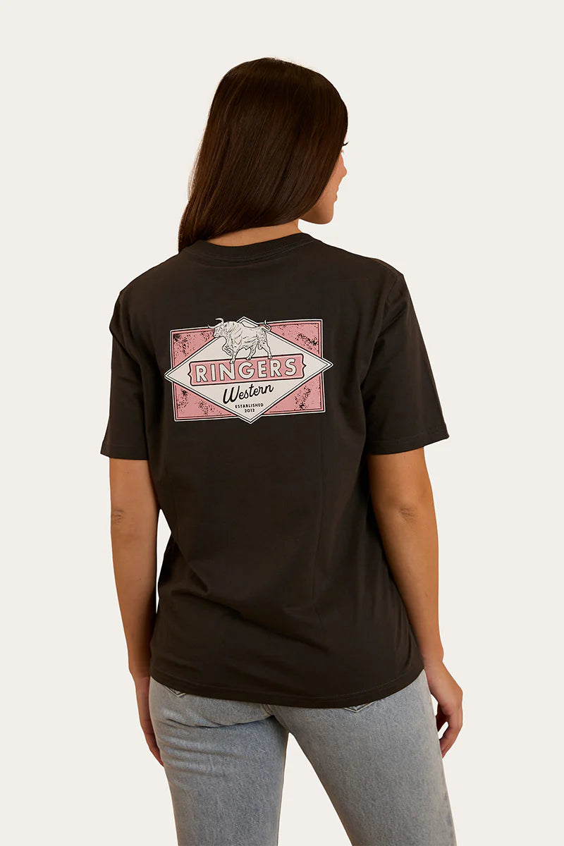 Ringers Western Womens Hometown Loose Fit T-Shirt - Charcoal