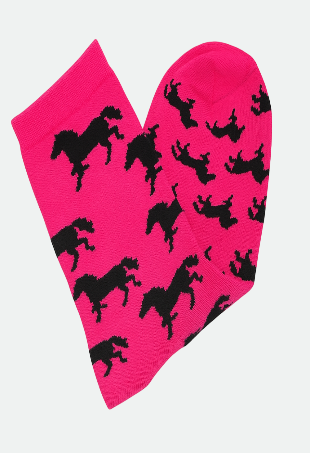 Austin Accent Adult Sock 9-11 Hot Pink w/ Black Horses