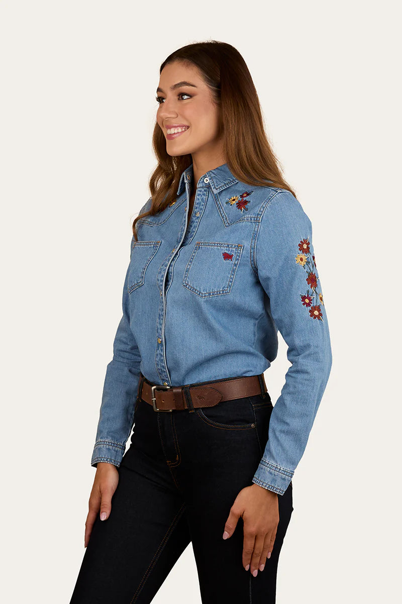 Ringers Western Women's In Bloom Western Shirt - Light Wash Blue