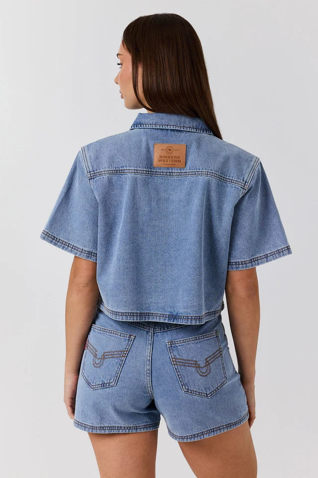 Ringers Western Women’s Iris Outback Denim Top – Light Blue