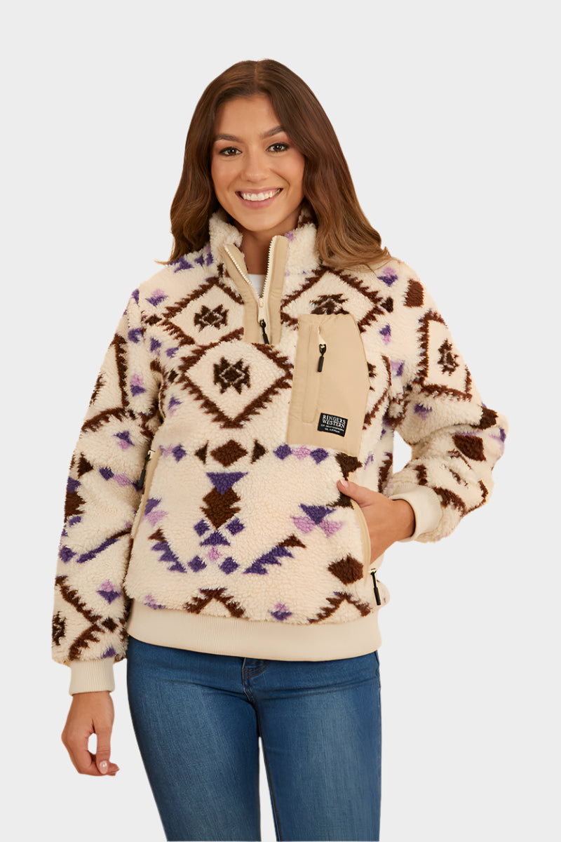 Ringers Western Women's Rosanna 1/4 Zip Crew (Off White)