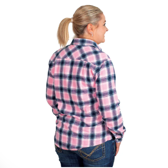 Just Country Women’s Jahna Flannel Workshirt – Pink/Navy