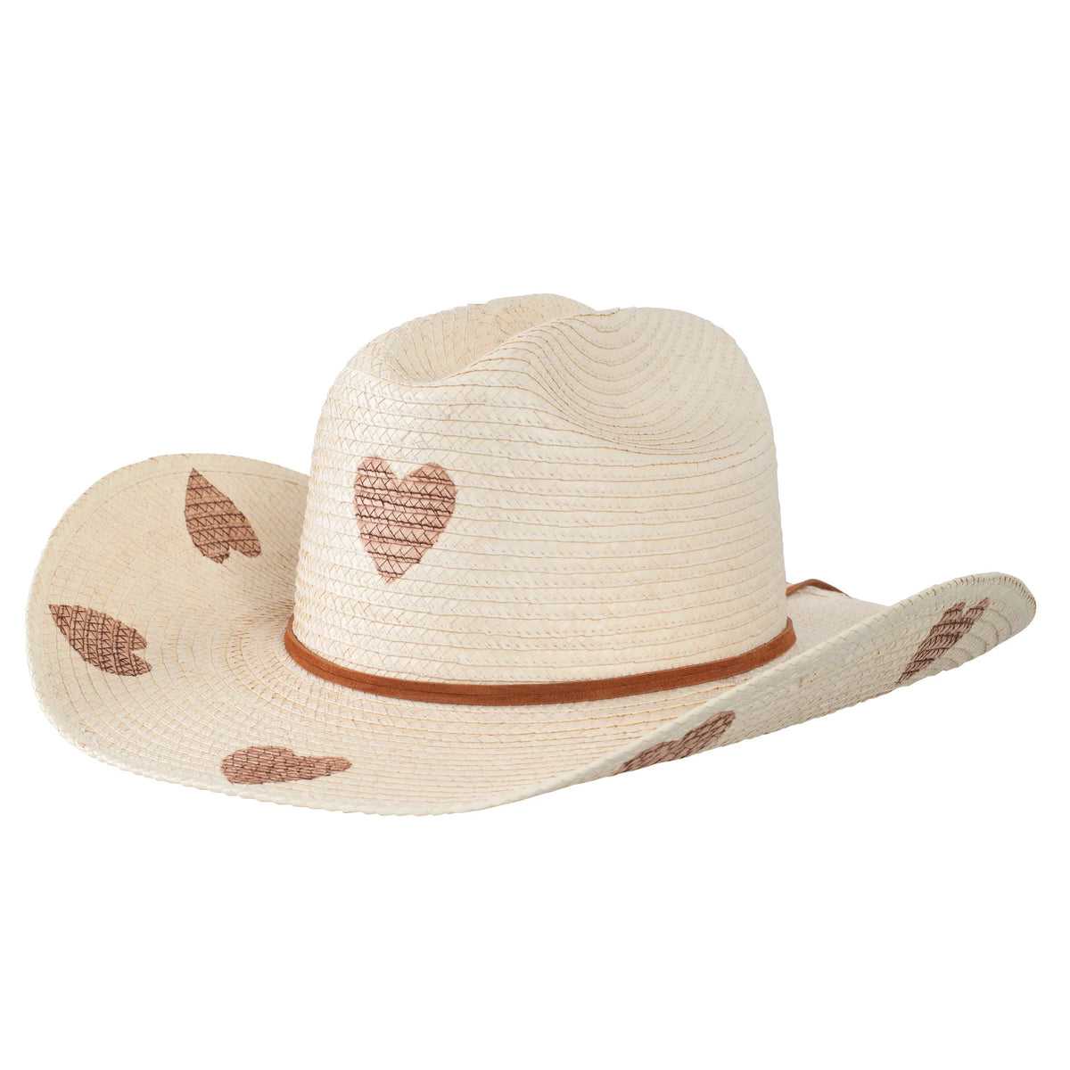 Sunbody Kids Cattleman Palm Leaf Hat - Hearts