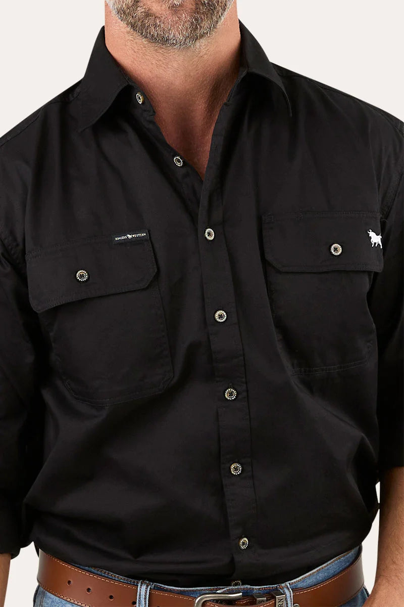 Ringers Western Men's King River Mens Full Button Work Shirt - Black