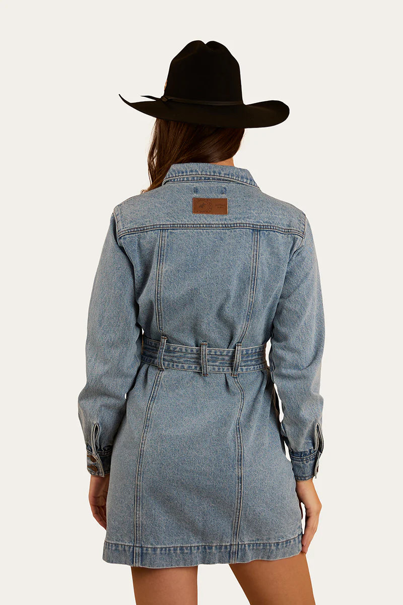 Ringers Western Womens Korin Mini Dress - Mid Wash Blue