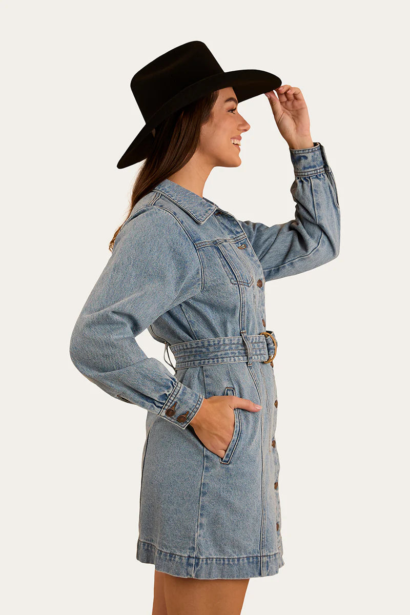 Ringers Western Womens Korin Mini Dress - Mid Wash Blue