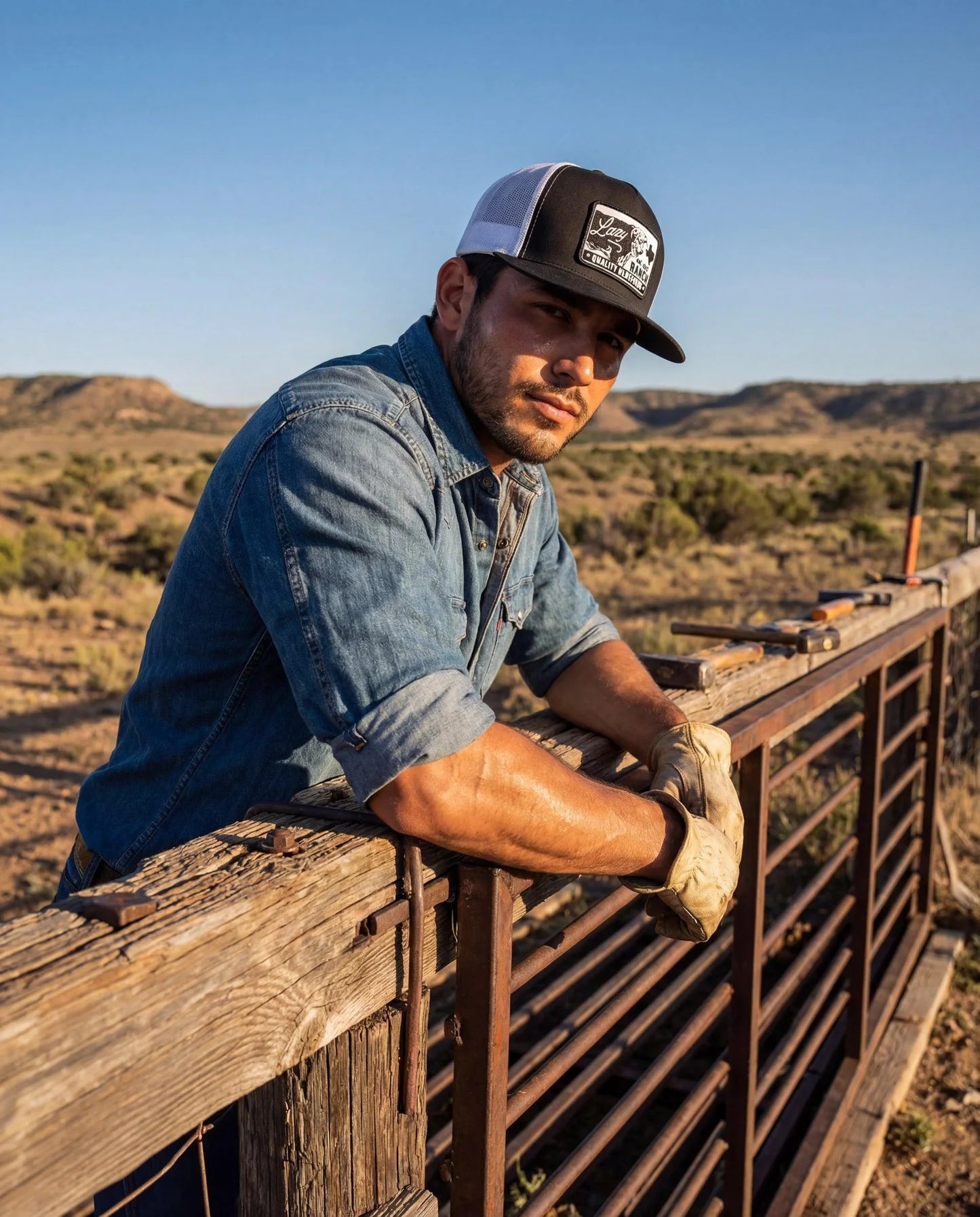 Lazy J Ranch Black & White Legado Classic Five Panel Trucker Hat