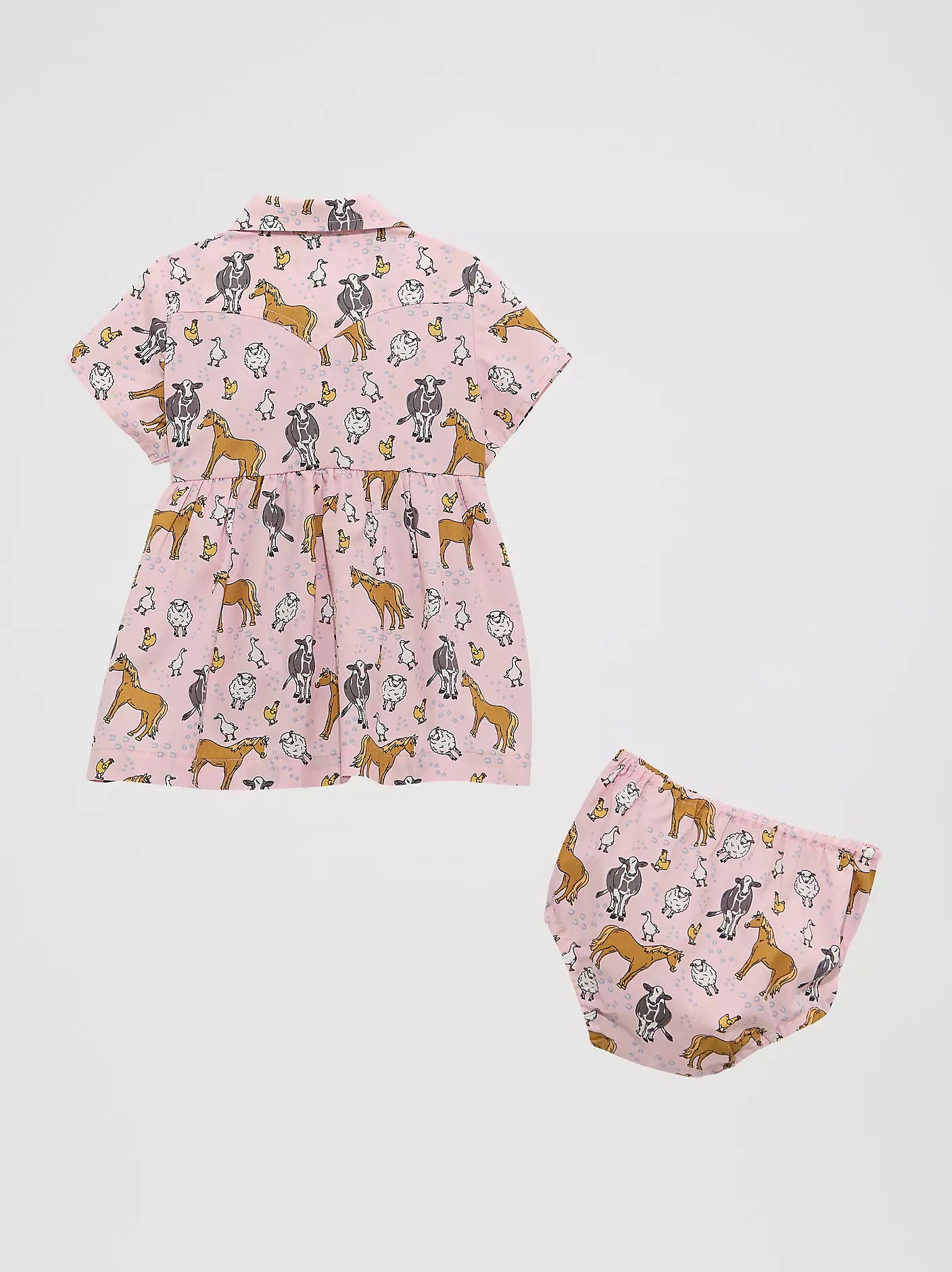 Wrangler Little Girl's Printed Western Snap Dress - Pink Horses