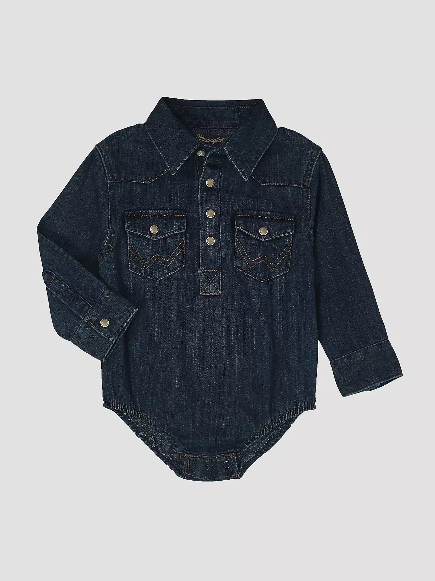 Wrangler Kids Long Sleeve Western Snap Denim Bodysuit