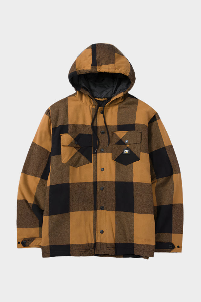 MEN'S HOODED FLANNEL SHIRT JAC - Black Bronze
