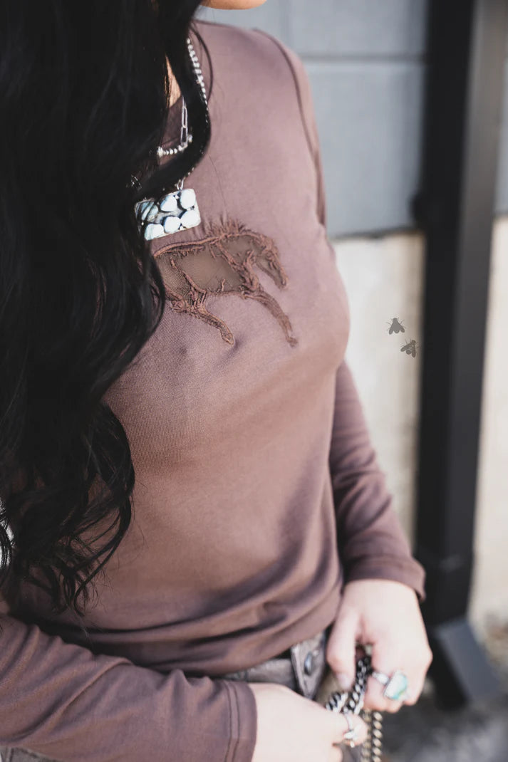 2 Fly Co Buck Out Cut Out Long Sleeve - Mocha