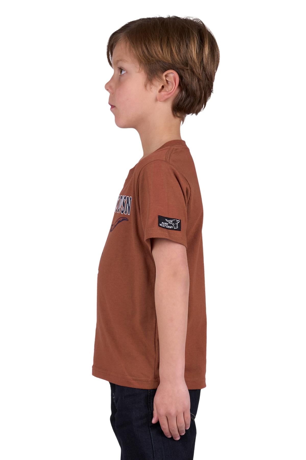 Pure Western Boy’s Mack Short Sleeve Tee - Rust