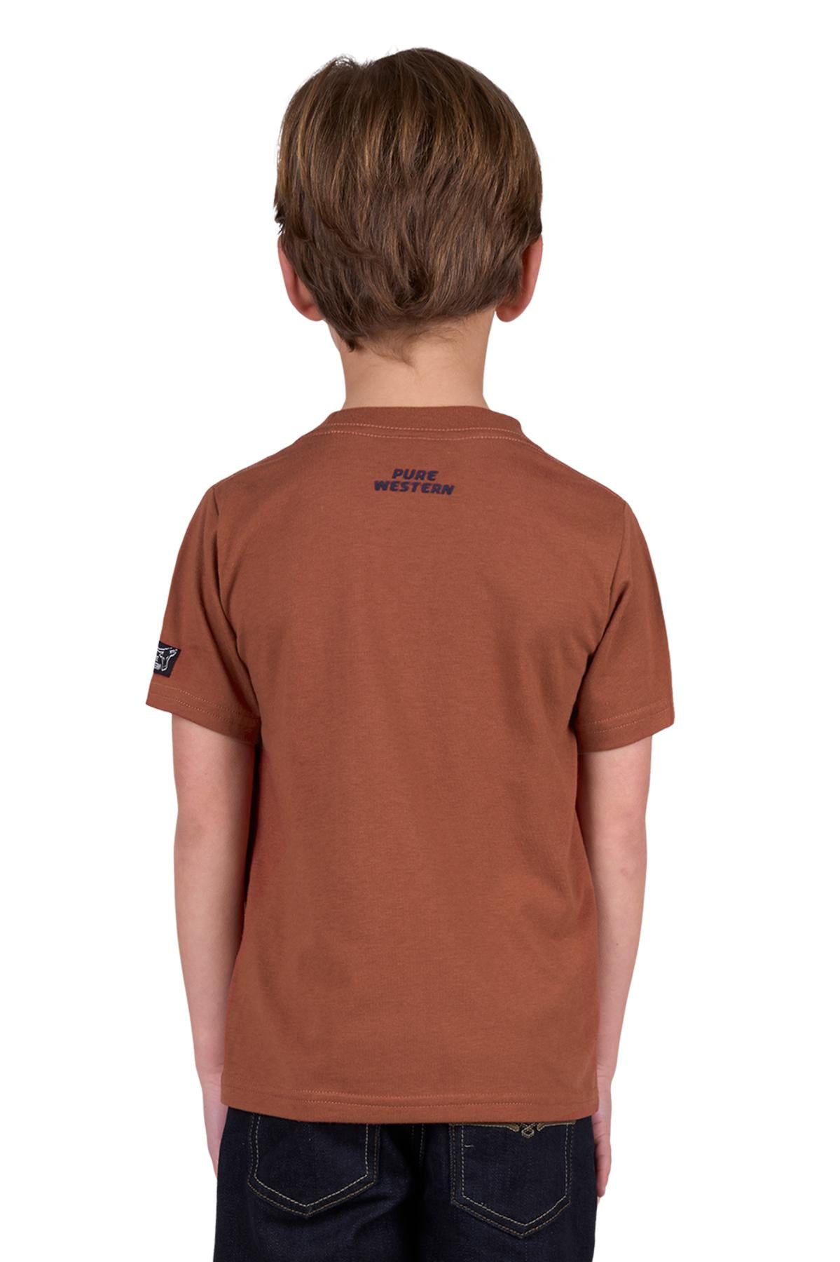 Pure Western Boy’s Mack Short Sleeve Tee - Rust