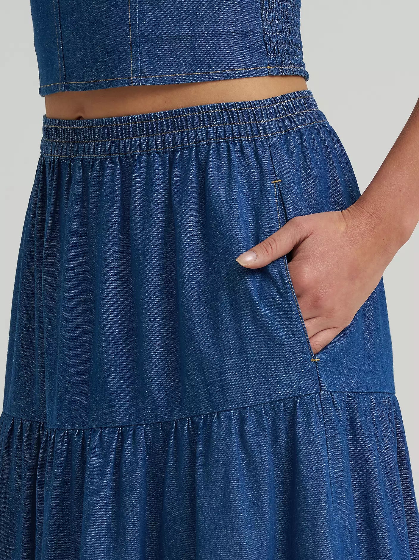 Wrangler Women's Denim Tiered Maxi Skirt - Dark Denim