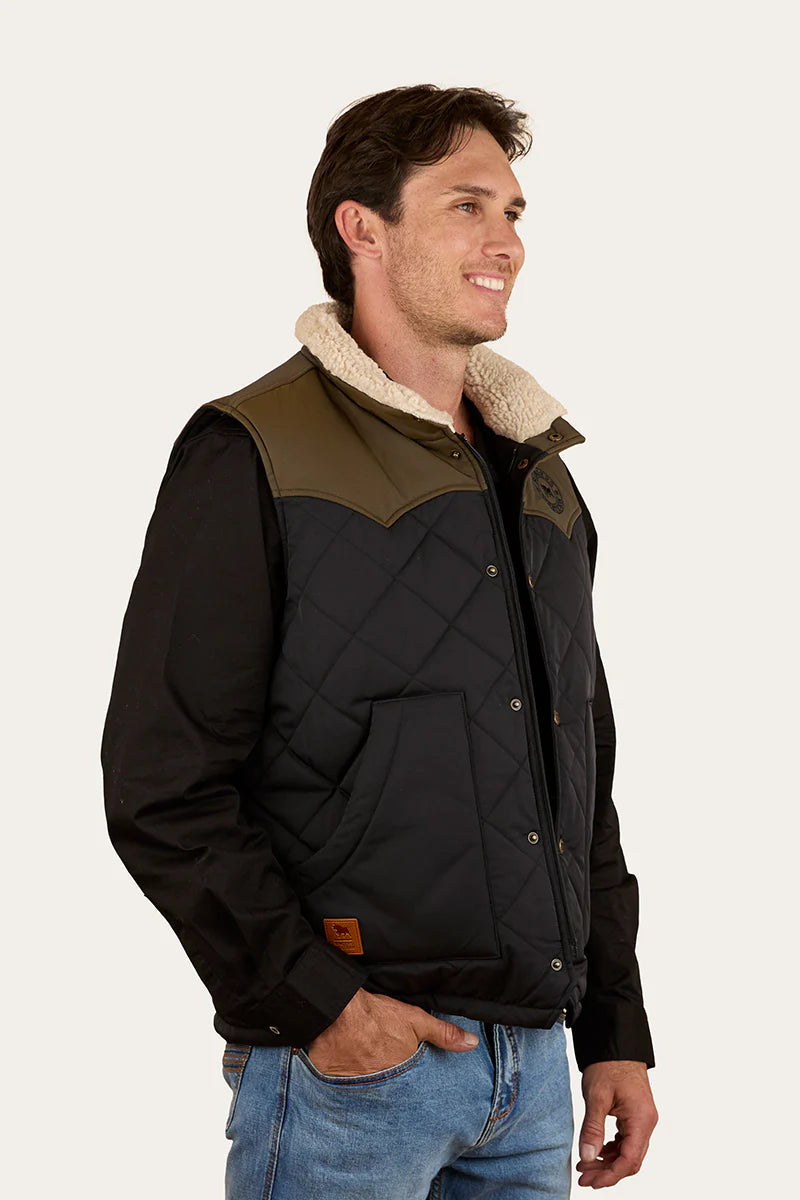 Ringers Western McKinlay Mens Puffer Vest - Military Green/Black