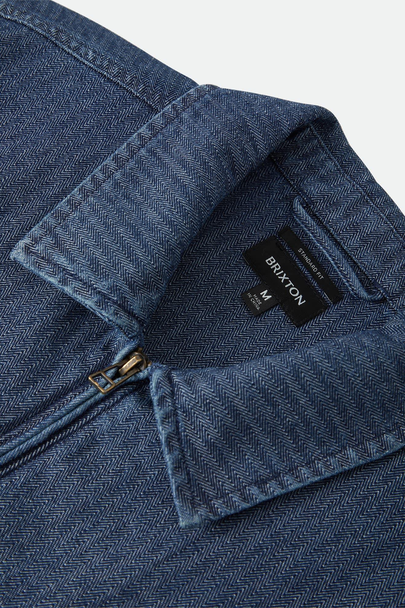Brixton Men's Mechanic Garage Zip Jacket - Indigo Herringbone