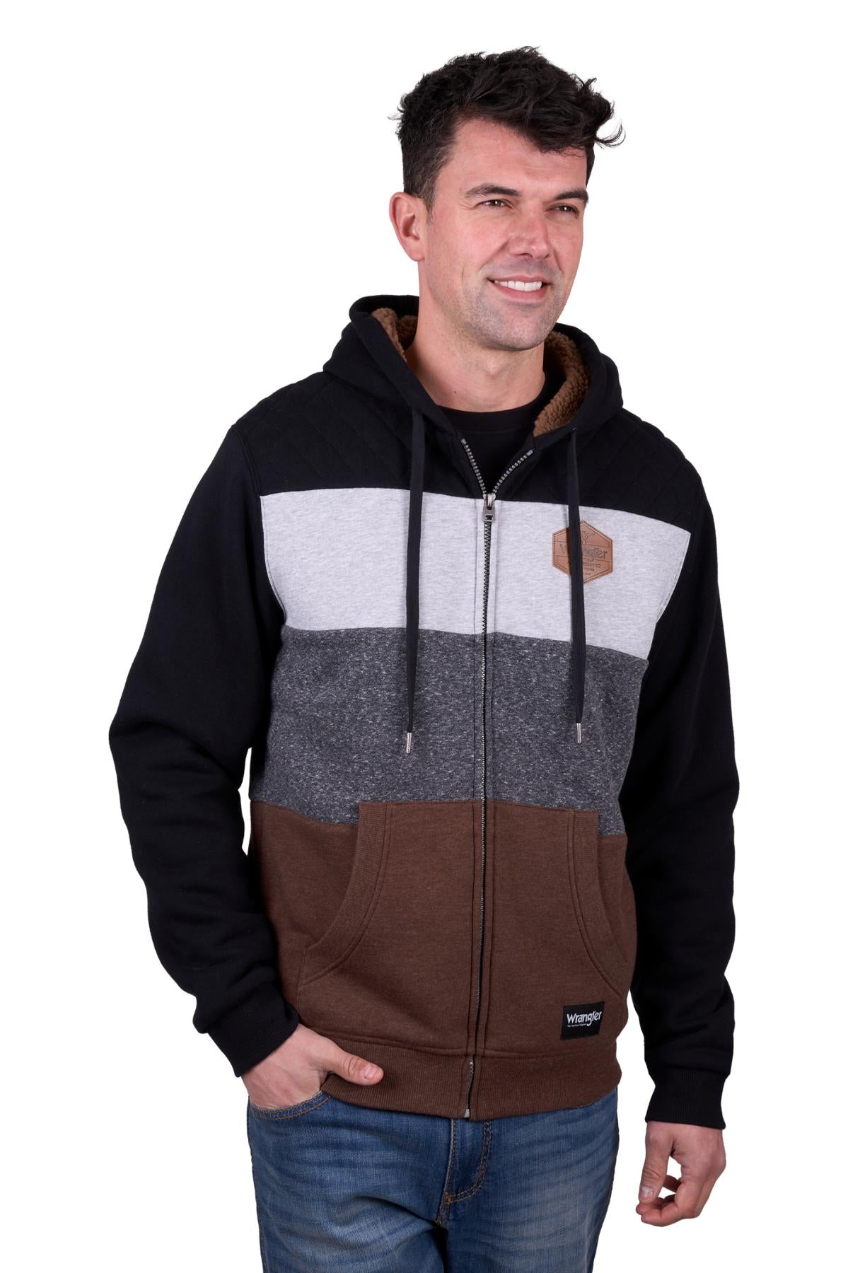 Wrangler Men’s Eric Zip Through Hoodie - Black/Multi