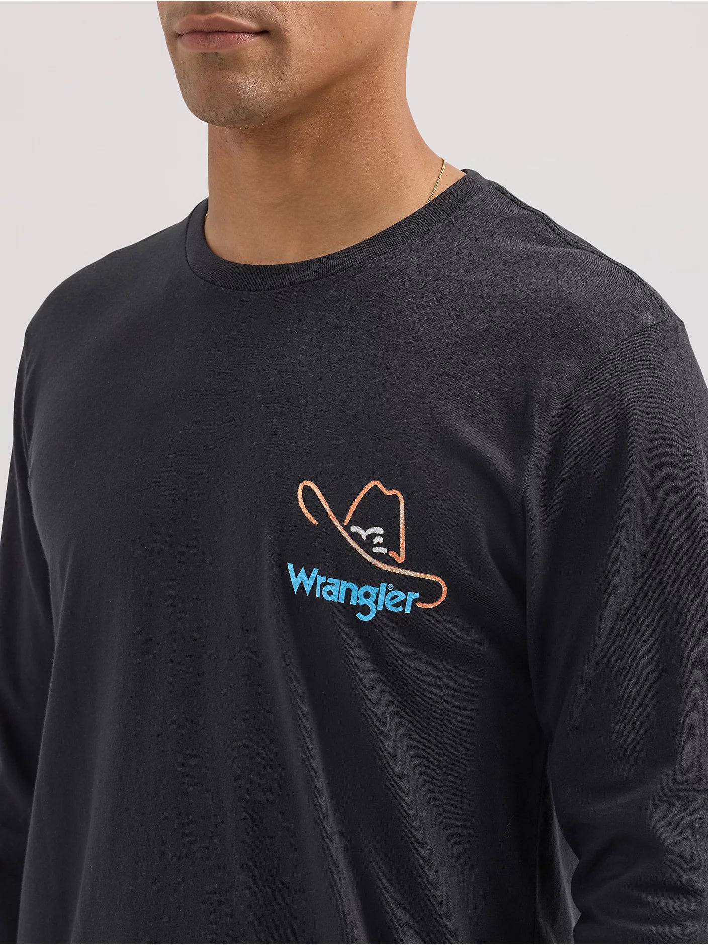 Wrangler Men's Long Sleeve Cowboy Back Graphic T-Shirt - Jet Black