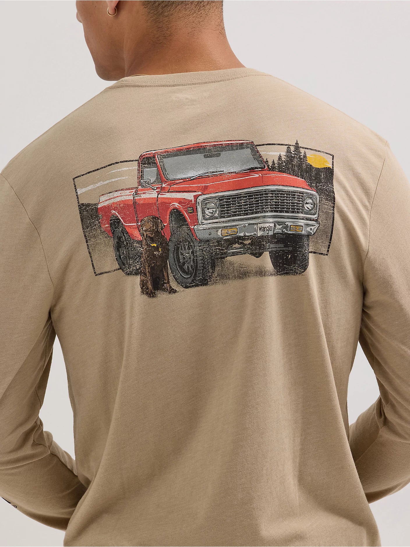 Wrangler Men's Long Sleeve Truck Back Graphic T-Shirt - Trench Coat Heather