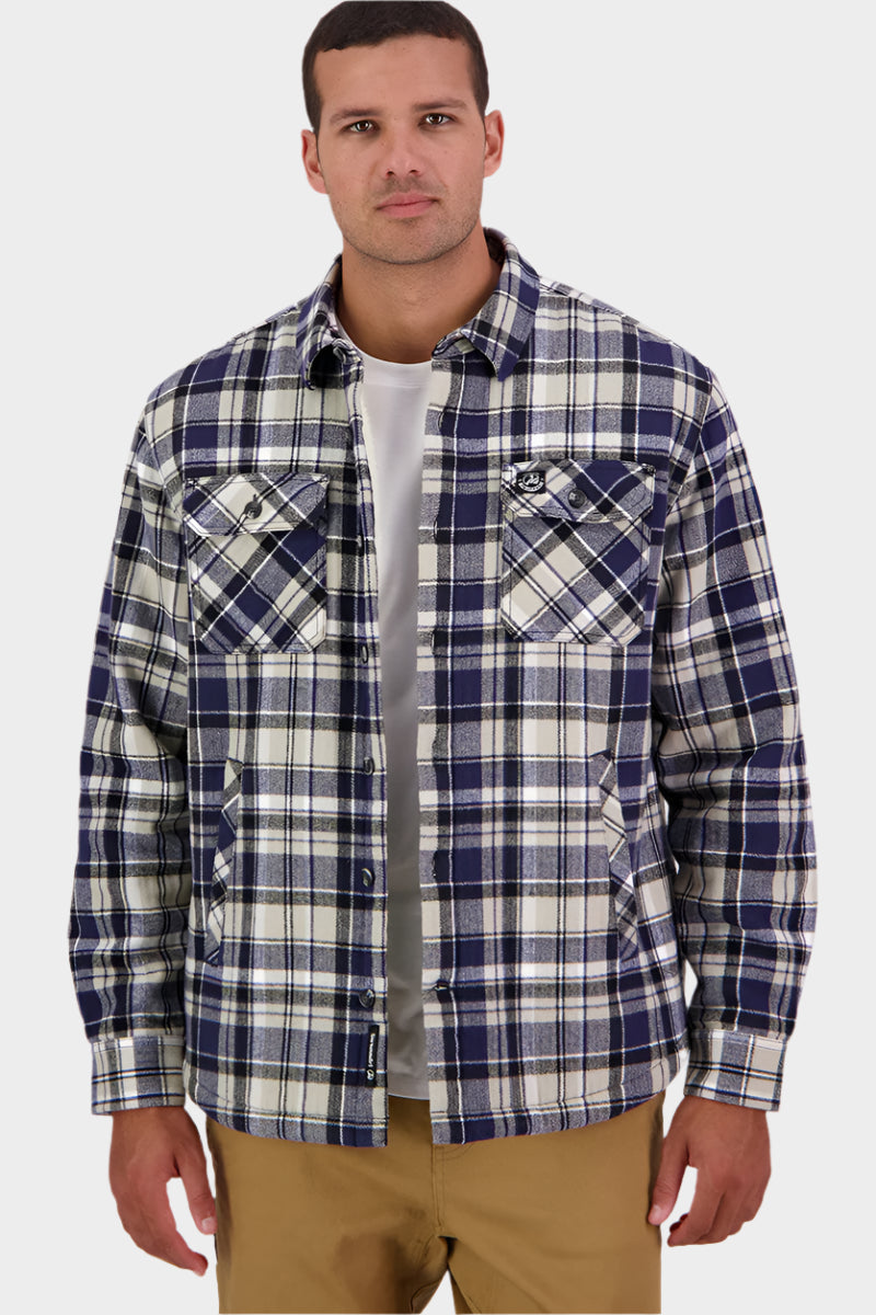 Swanndri Men's Morven Sherpa Long Sleeve Shirt - Navy/Horizon Grey