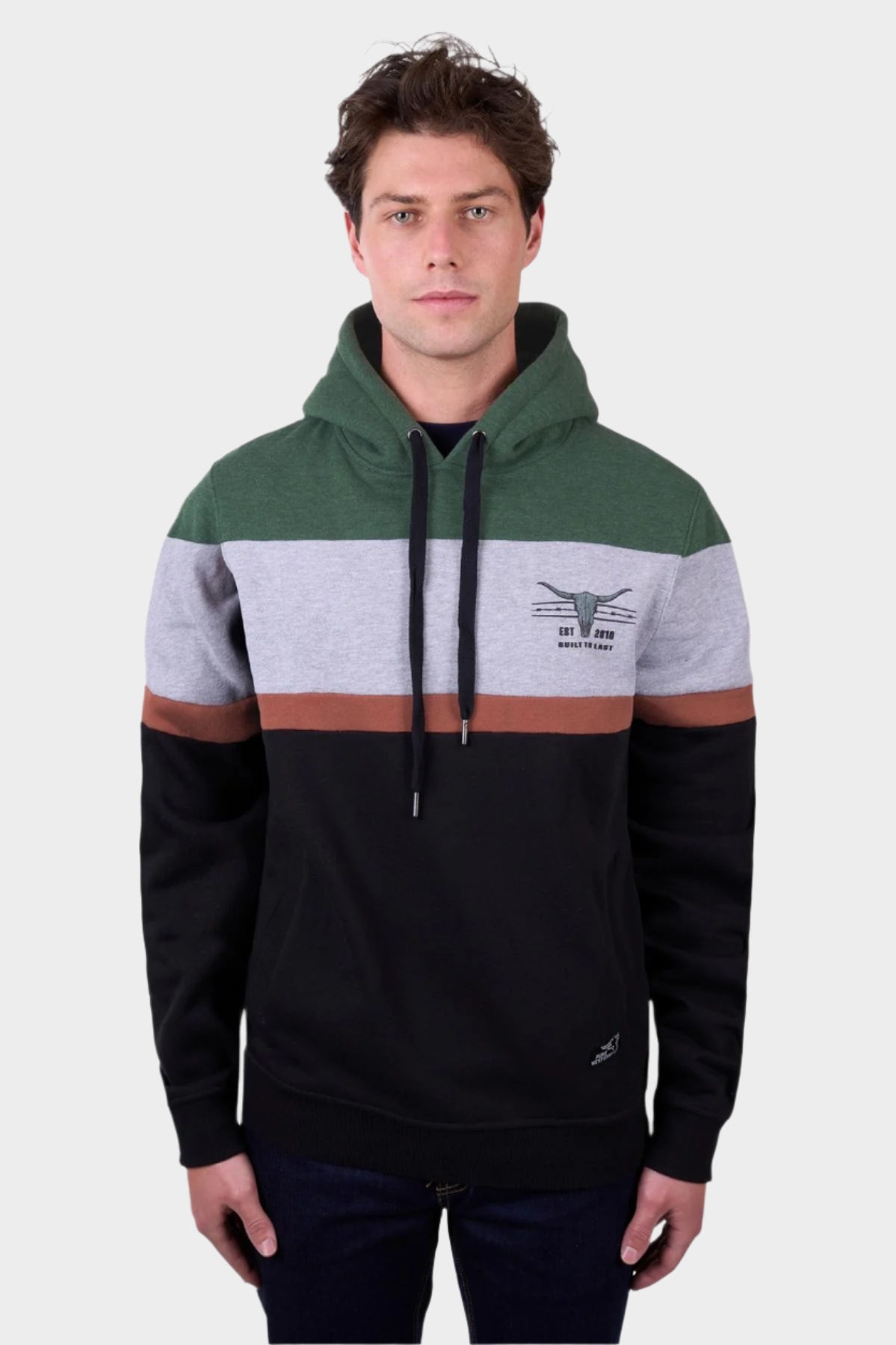 Pure Western Men’s Nick Pullover Hoodie - Black/Green Marle