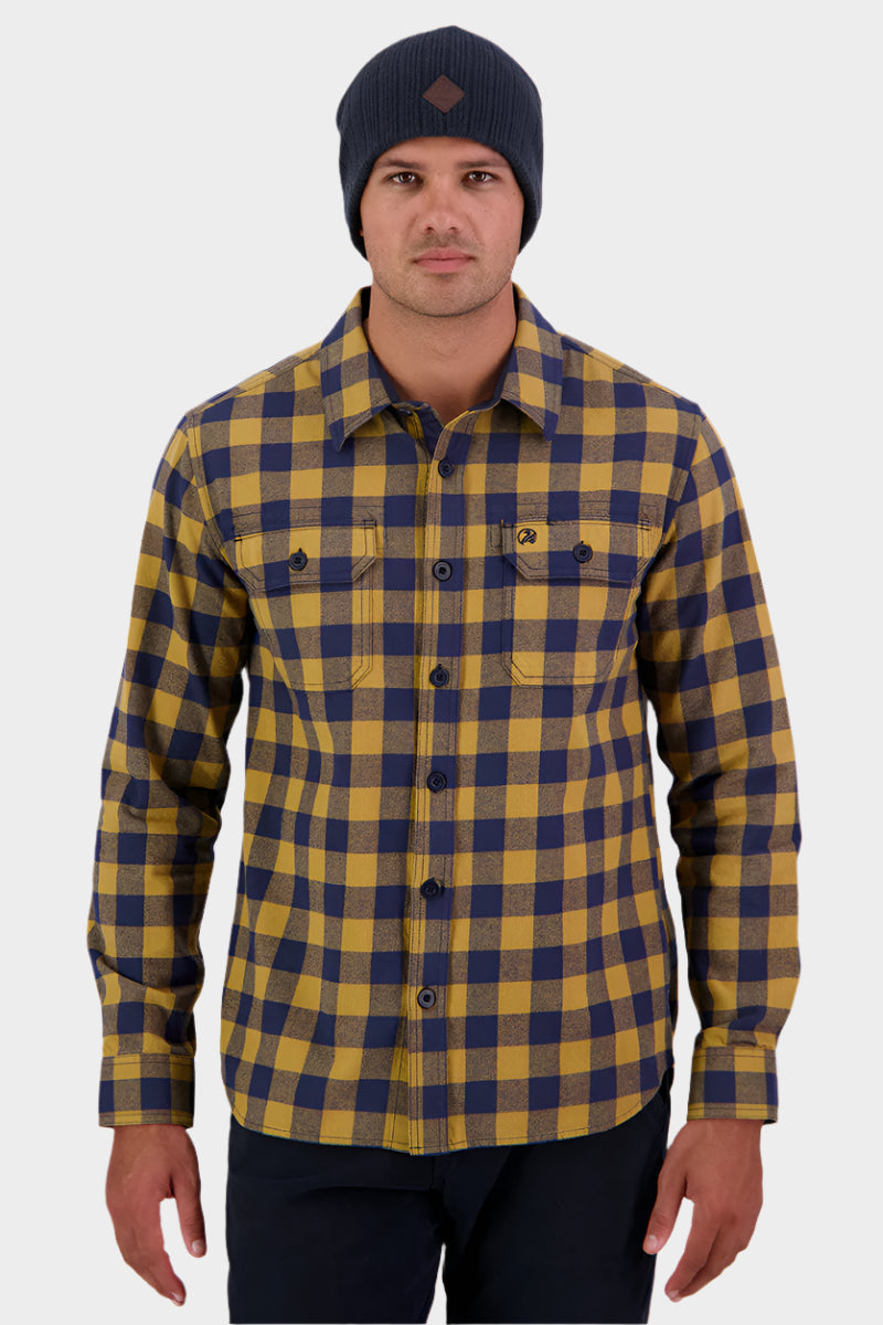 Swanndri Men's Taranaki Tailor Long Sleeve Shirt - Cashew/Navy