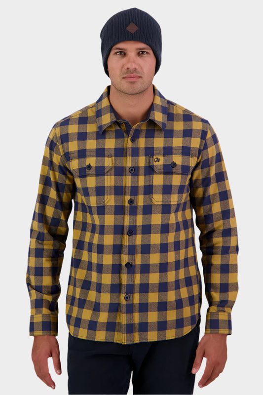 Swanndri Men's Taranaki Tailor Long Sleeve Shirt - Cashew/Navy
