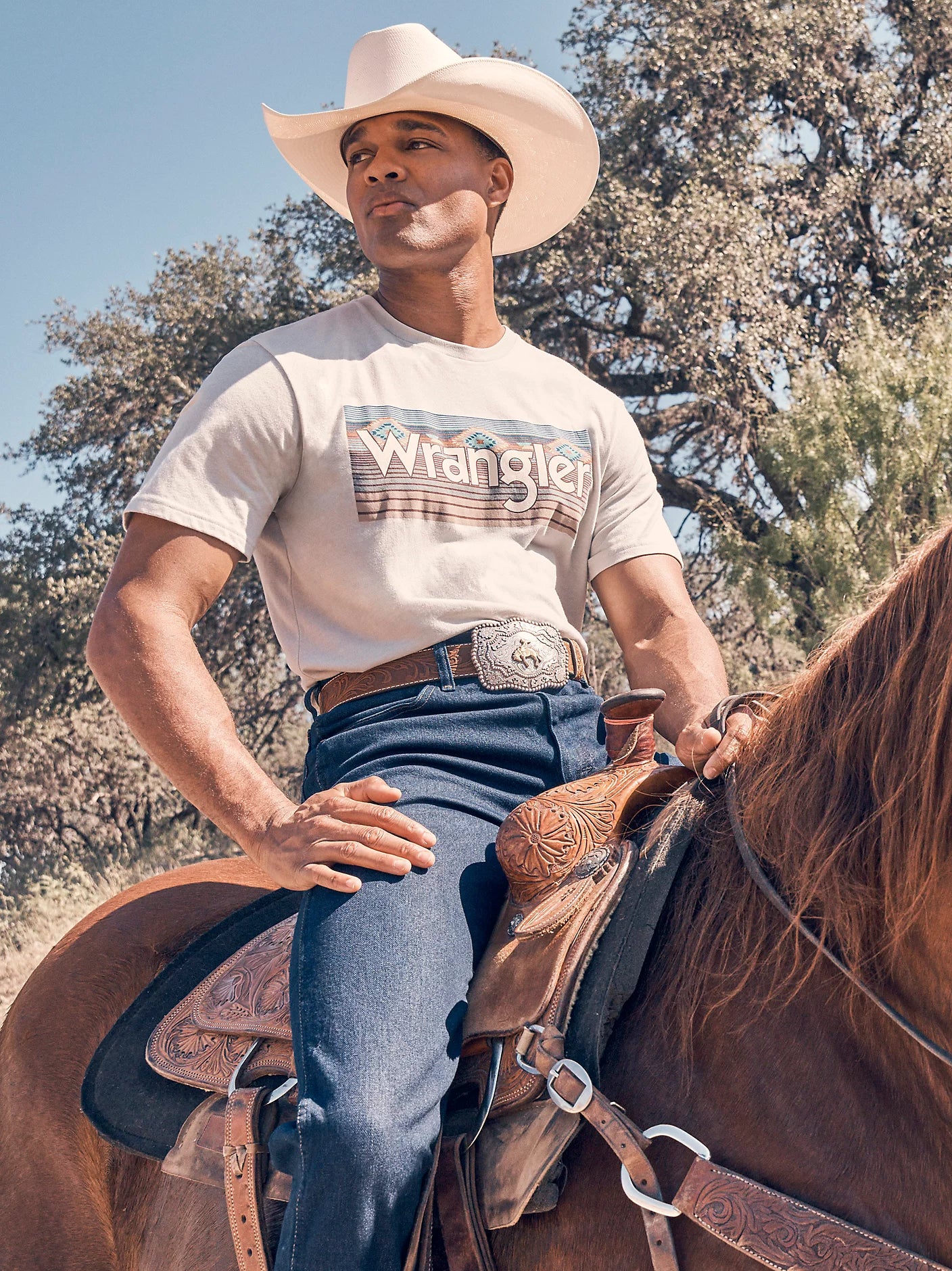 Wrangler Men's Southwestern Logo Graphic T-Shirt - Off White
