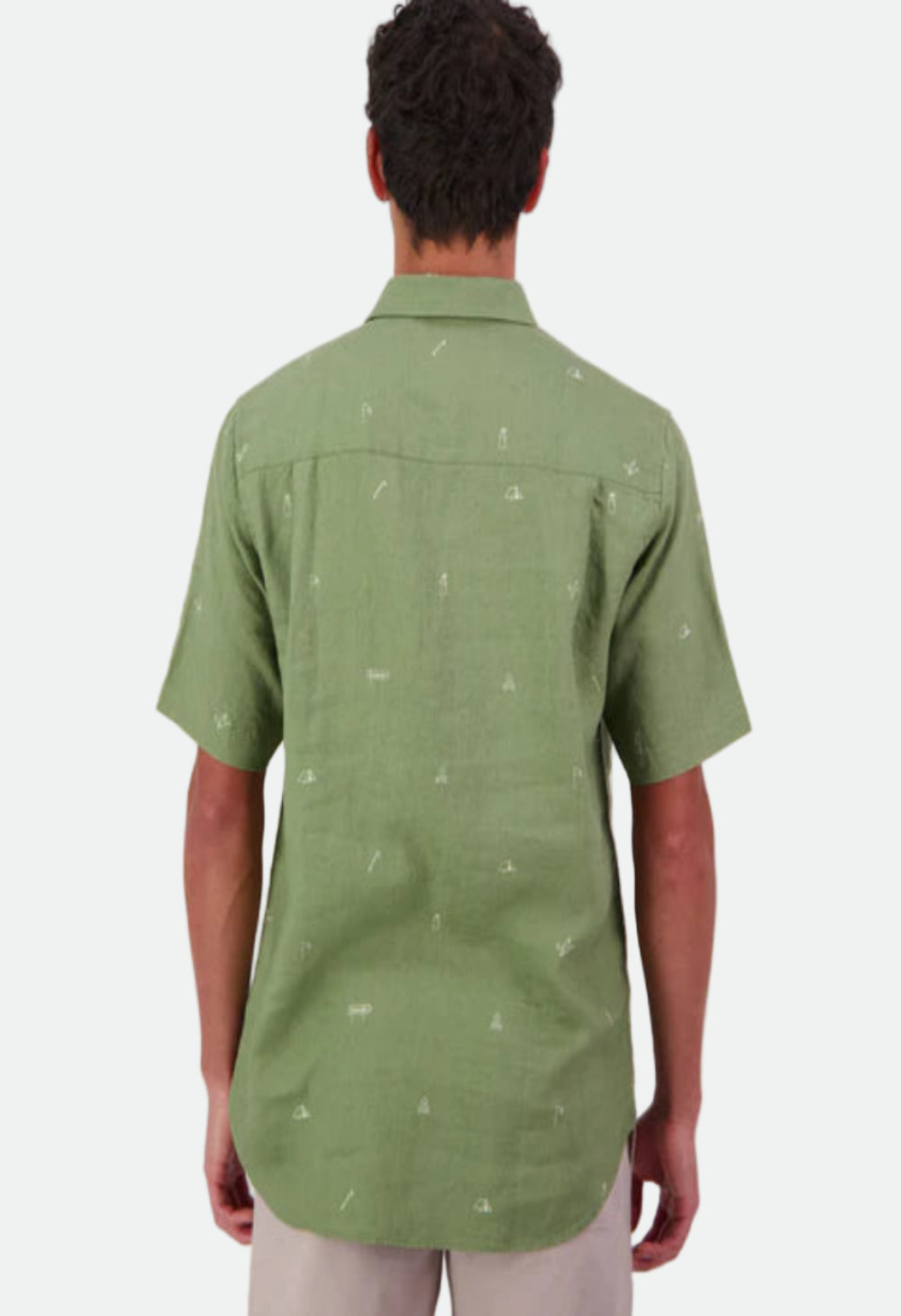 Swanndri Men's Camp Vibes Linen Short Sleeve Shirt - Clover/Lt Taupe