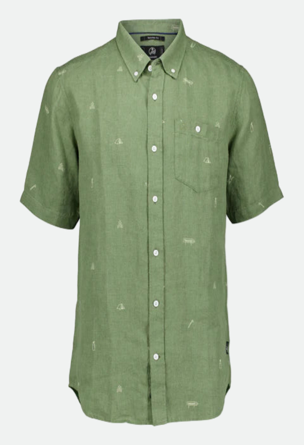 Swanndri Men's Camp Vibes Linen Short Sleeve Shirt - Clover/Lt Taupe