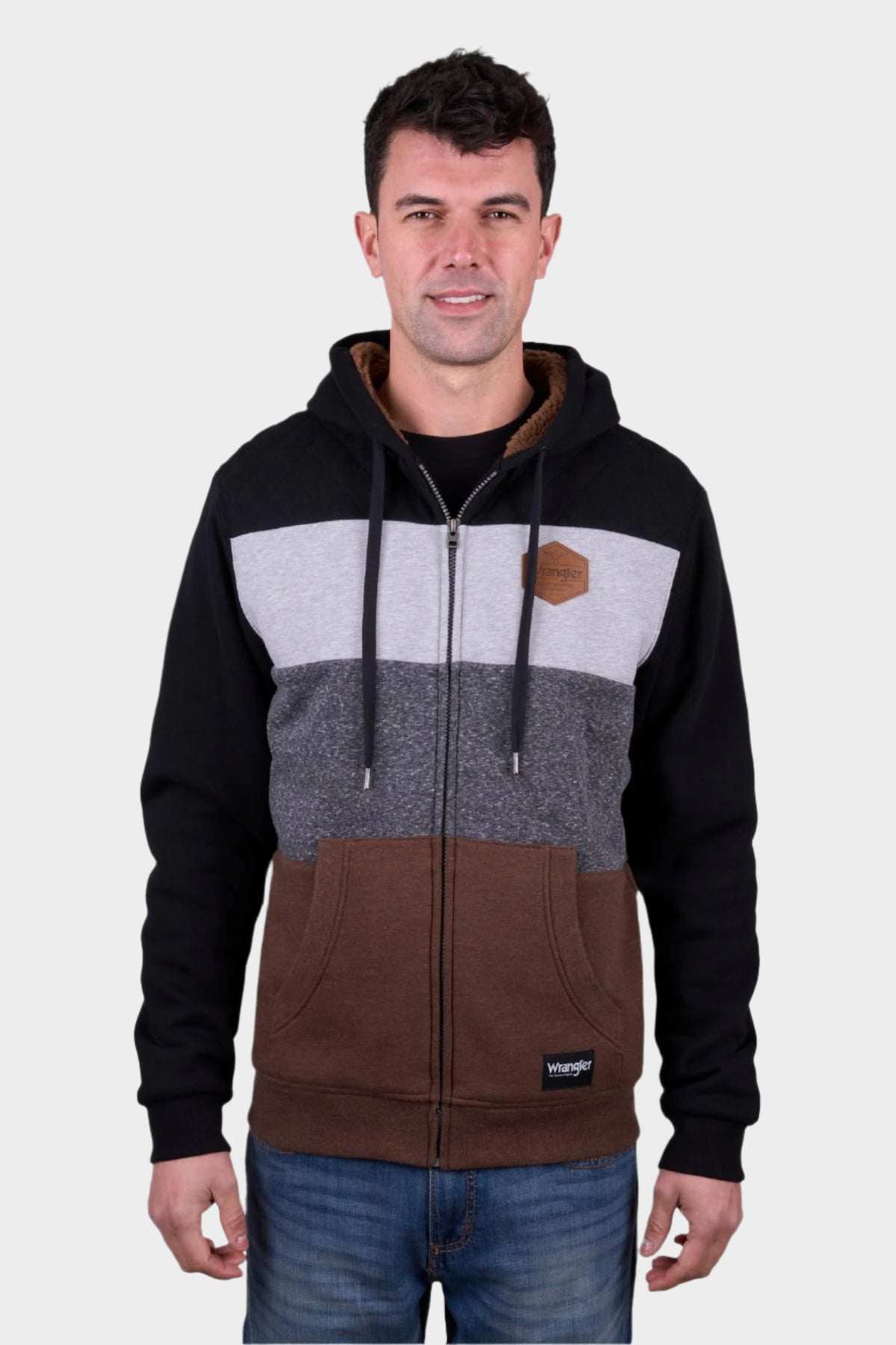 Wrangler Men’s Eric Zip Through Hoodie - Black/Multi
