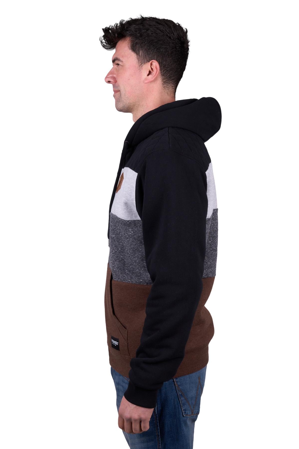 Wrangler Men’s Eric Zip Through Hoodie - Black/Multi