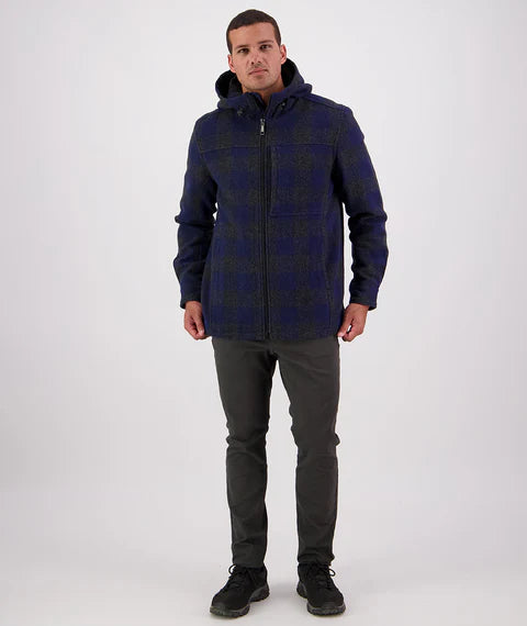 Swanndri Men's Hudson Wool Hoodie - Shadow/Navy Check