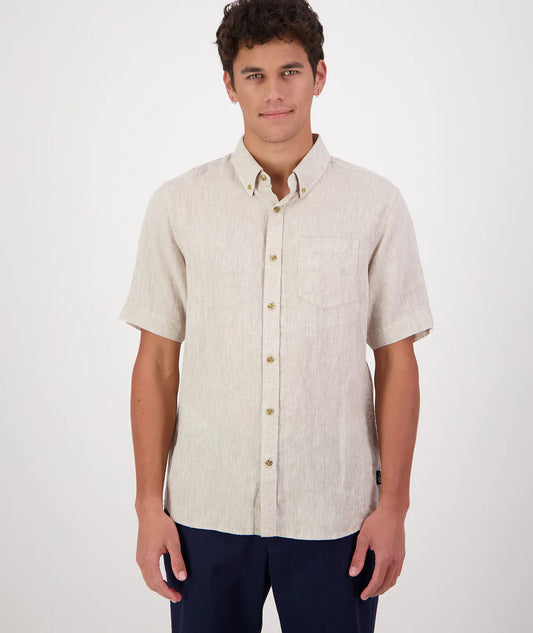 Swanndri Men's Humber Linen Short Sleeve Shirt - Mineral