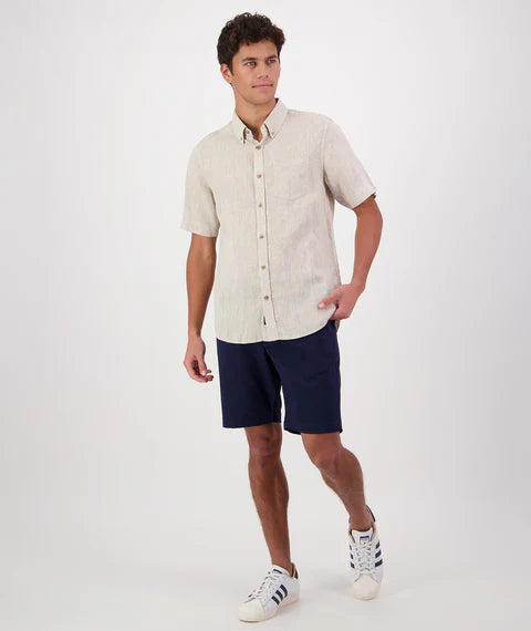 Swanndri Men's Humber Linen Short Sleeve Shirt - Mineral