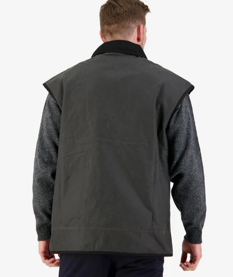 Swanndri Men's Levels Oilskin Vest with Cotton Lining - Brown