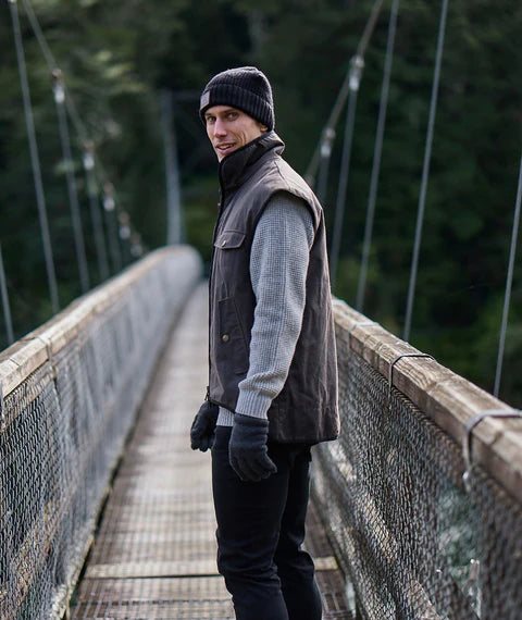 Swanndri Men's Levels Oilskin Vest with Cotton Lining - Brown