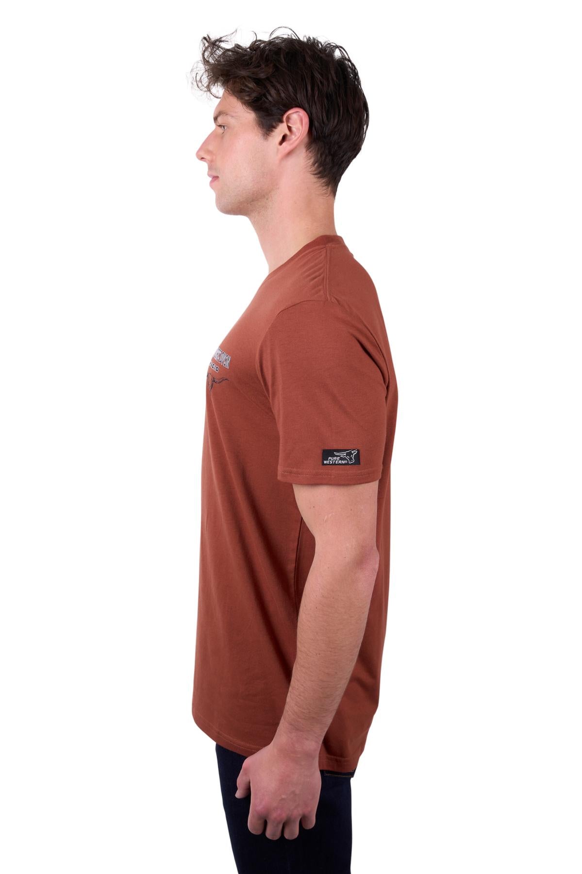 Pure Western Men’s Mack Short Sleeve Tee - Rust