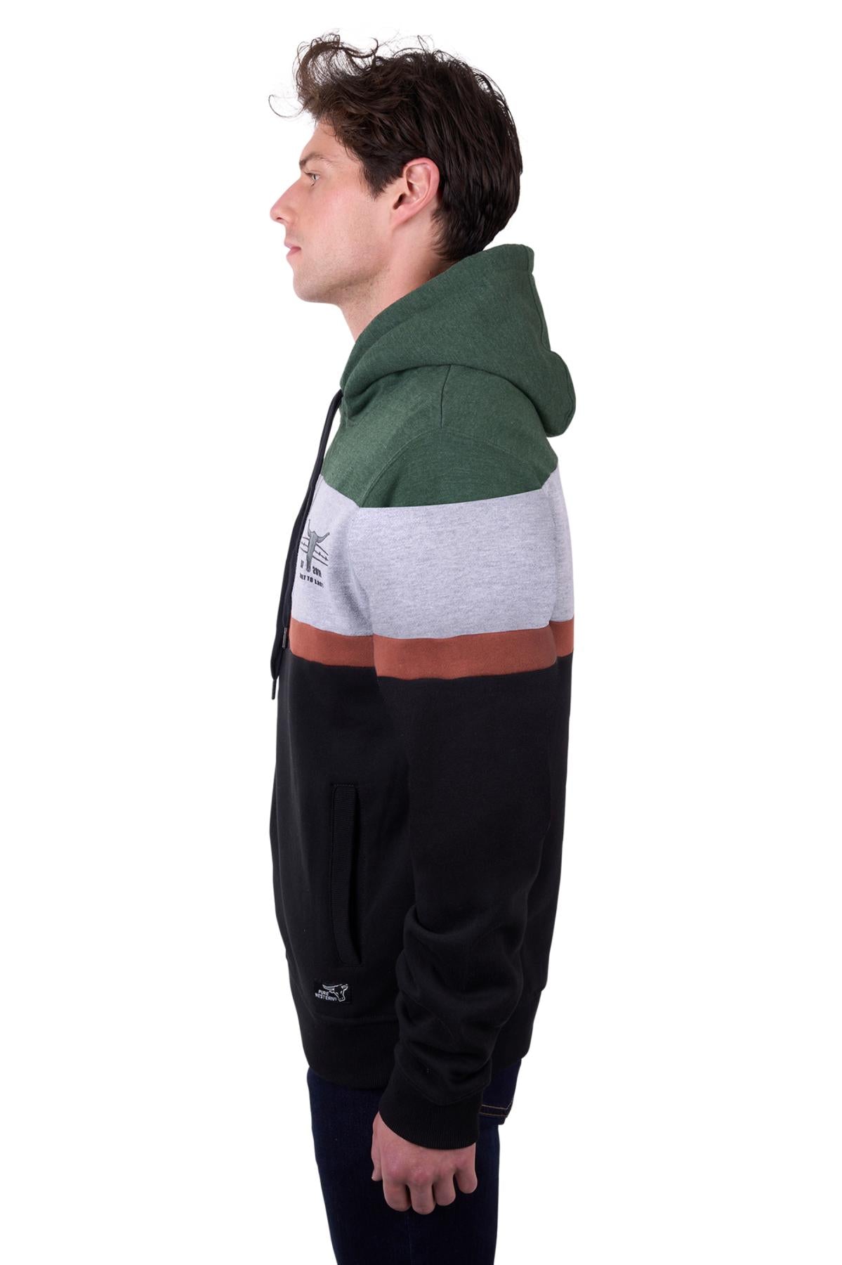 Pure Western Men’s Nick Pullover Hoodie - Black/Green Marle