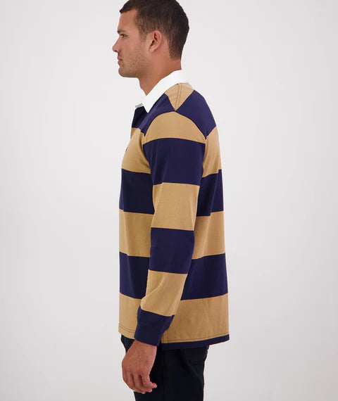 Swanndri Men's Ridgeway Long Sleeve Rugby Top - Navy/Cashew