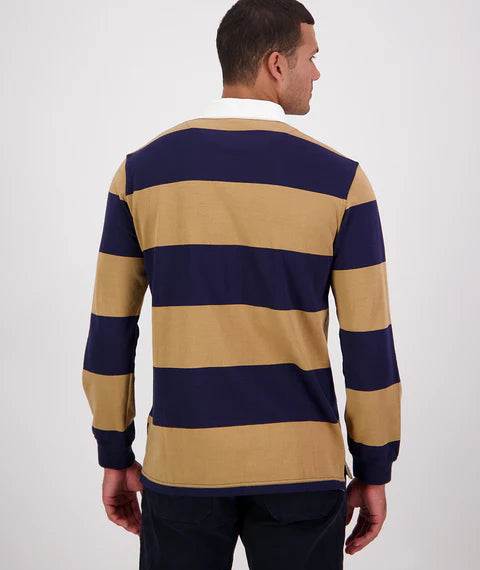 Swanndri Men's Ridgeway Long Sleeve Rugby Top - Navy/Cashew