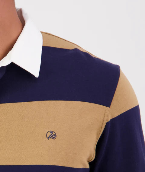Swanndri Men's Ridgeway Long Sleeve Rugby Top - Navy/Cashew