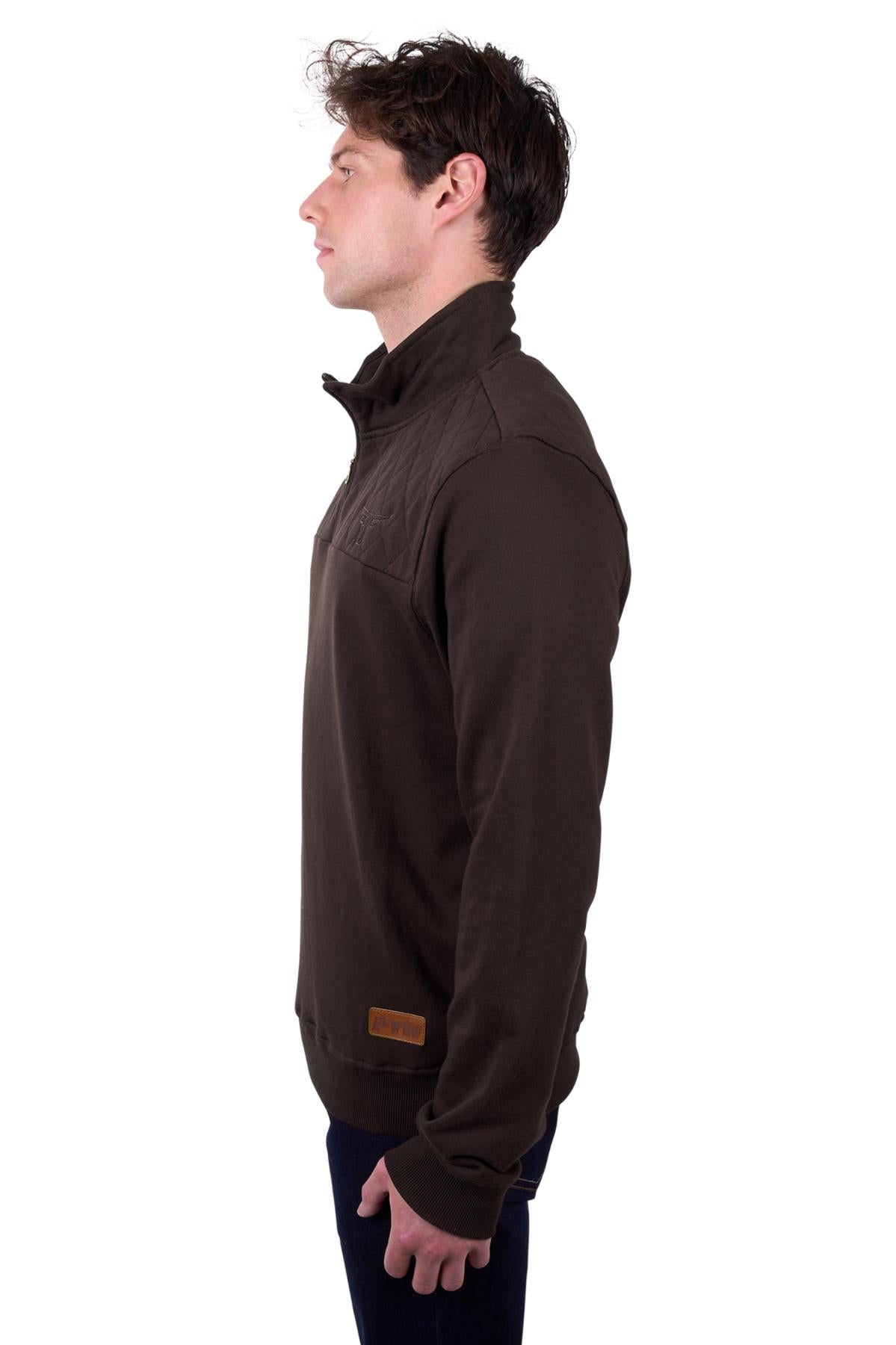 Pure Western Men’s Troy 14 Zip Pullover - Chocolate